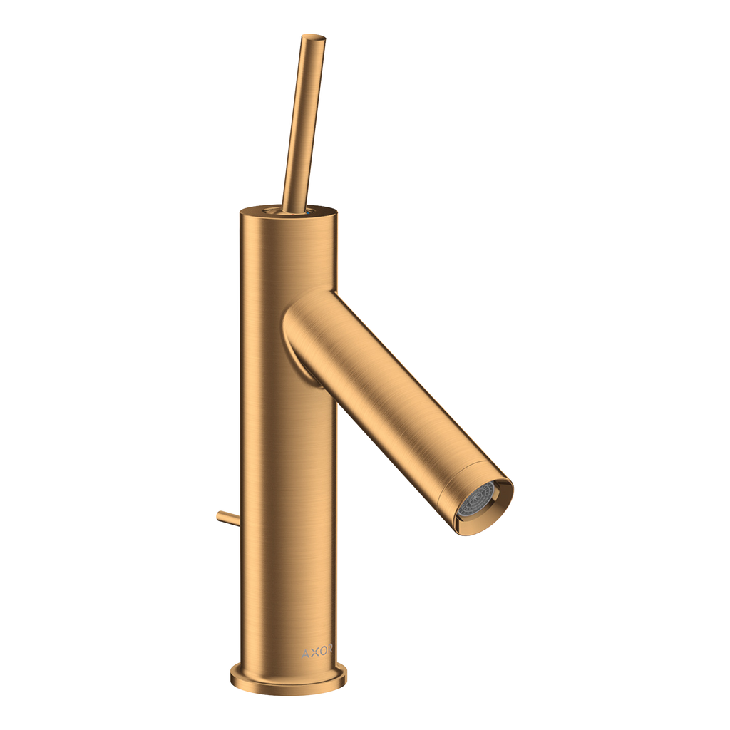 AXOR Starck Single Pin Handle Basin Mixer Faucet 90 with Pop-Up Waste Set from Brandt in Brushed Gold Optic finish