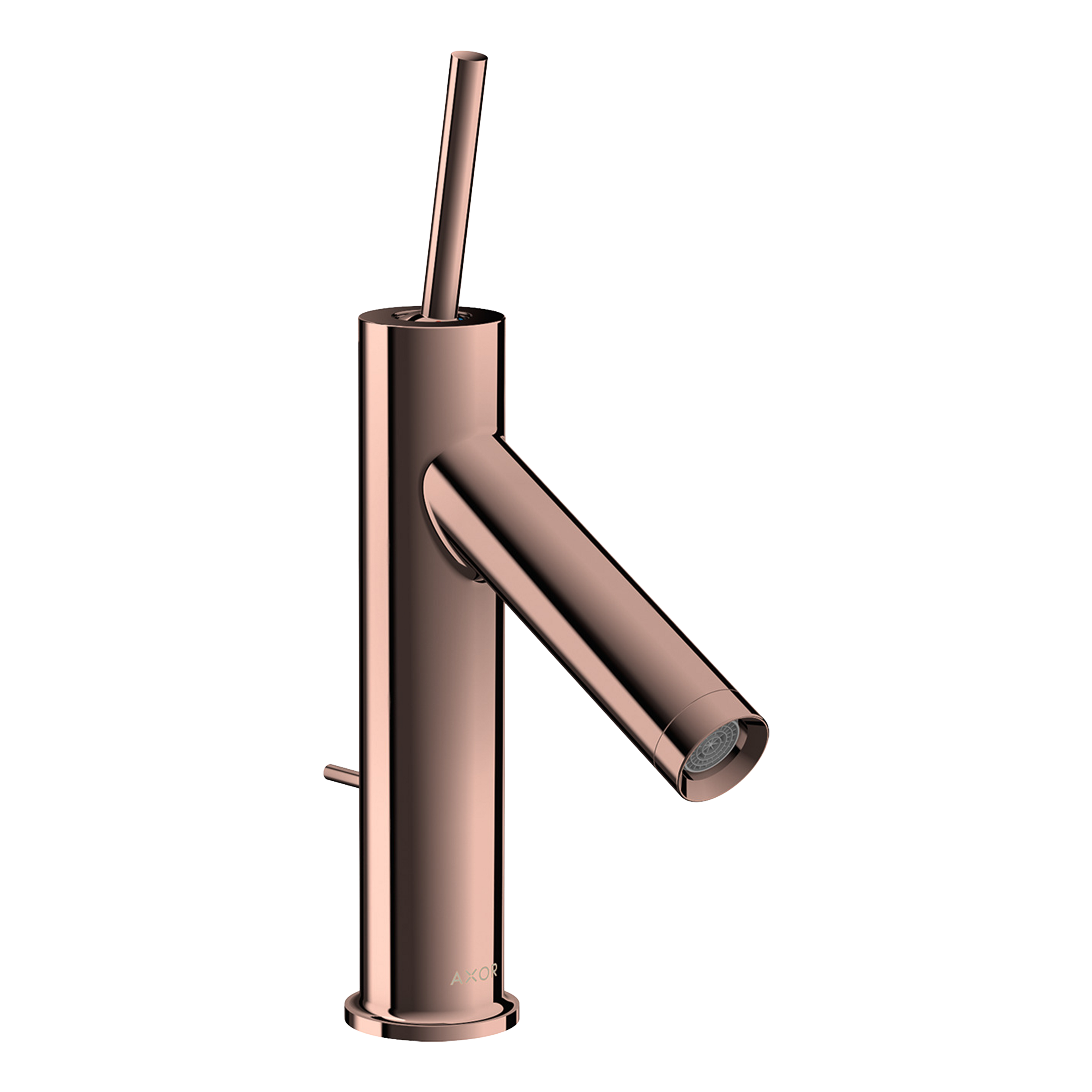 AXOR Starck Single Pin Handle Basin Mixer Faucet 90 with Pop-Up Waste Set from Brandt in Polished Red Gold finish