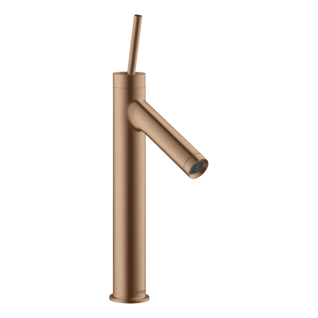 AXOR Starck Single Pin Handle Basin Mixer Faucet 170 with Open Waste Set from Brandt in Brushed Red Gold finish
