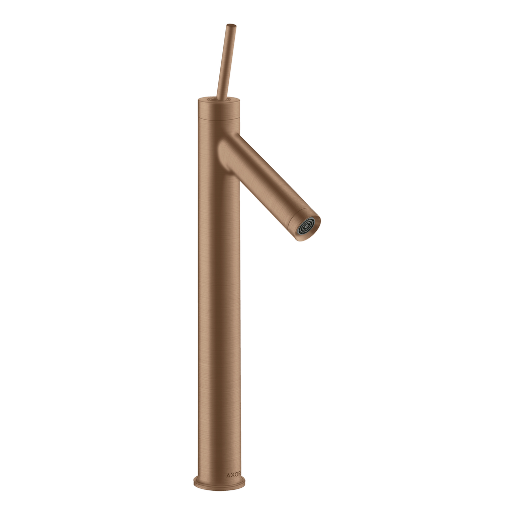AXOR Starck Single Pin Handle Basin Mixer Faucet 250 with Open Waste Set from Brandt in Brushed Red Gold finish