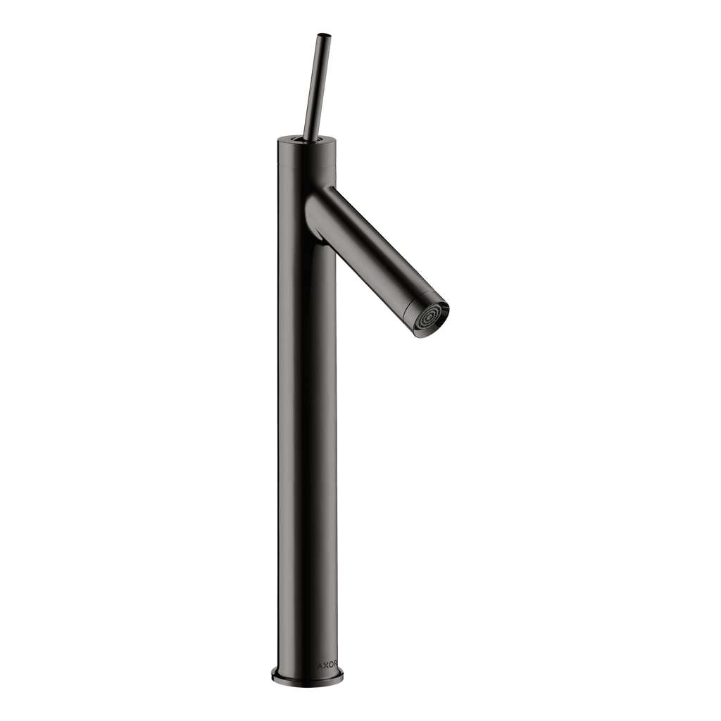 AXOR Starck Single Pin Handle Basin Mixer Faucet 250 with Open Waste Set from Brandt in Polished Black Chrome finish