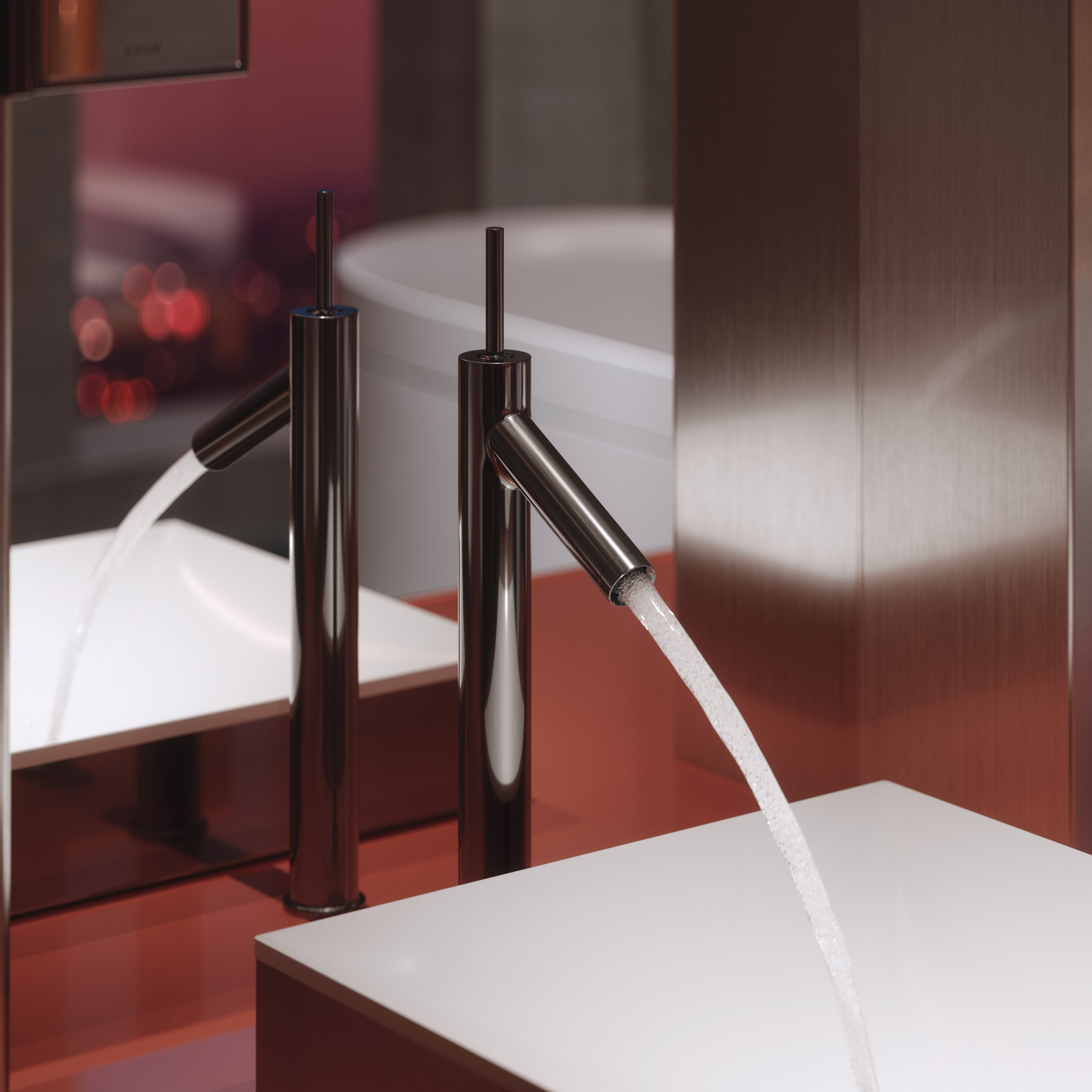 AXOR Starck Single Pin Handle Basin Mixer Faucet 250 with Open Waste Set from Brandt in Polished Black Chrome finish