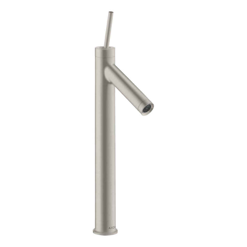 AXOR Starck Single Pin Handle Basin Mixer Faucet 250 with Open Waste Set from Brandt in Stainless Steel Optic finish