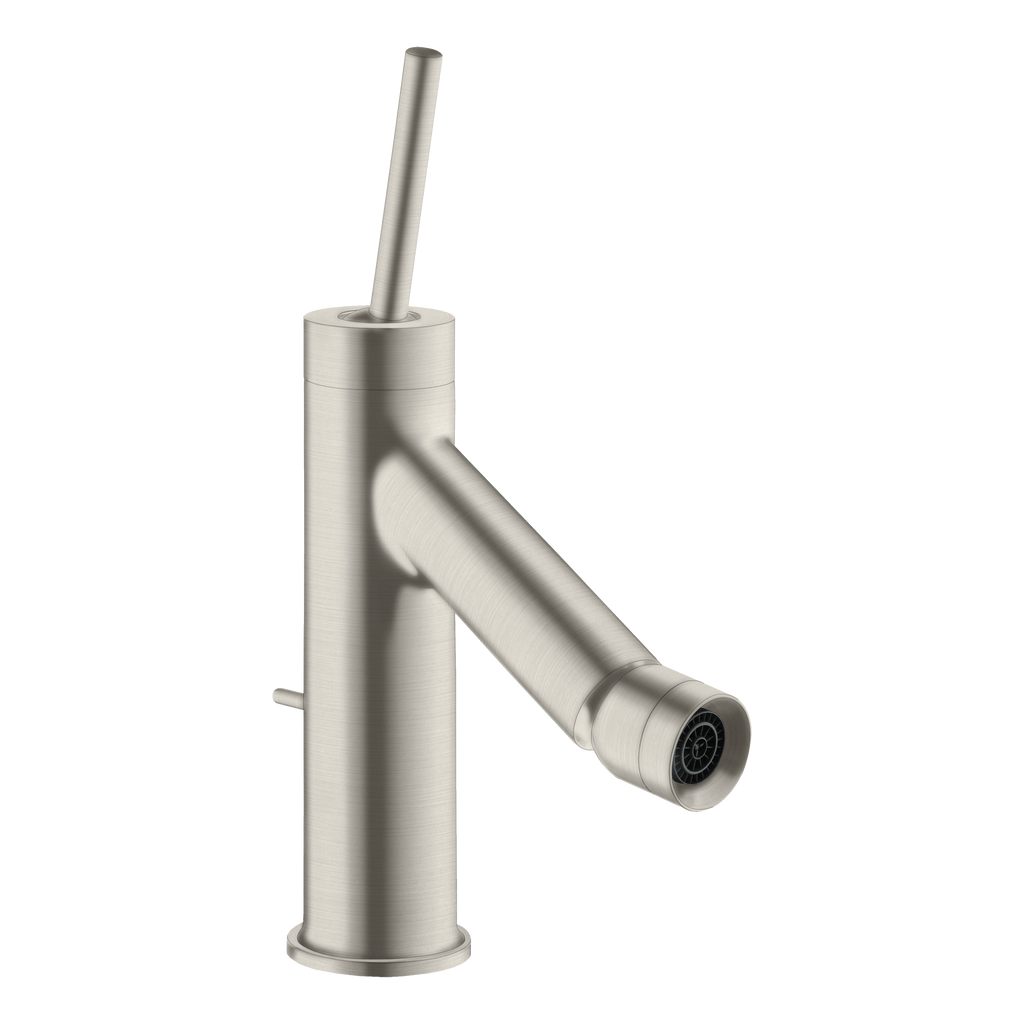 AXOR Starck Single Pin Handle Bidet Mixer Faucet with Pop-Up Waste Set from Brandt in Stainless Steel Optic finish
