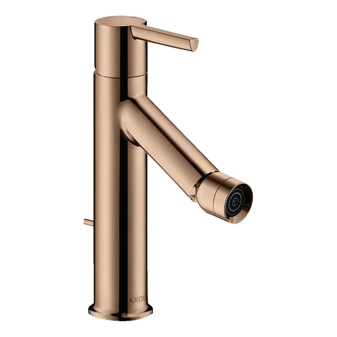 AXOR Starck Single Lever Handle Bidet Mixer Faucet with Pop-Up Waste Set from Brandt in Polished Red Gold finish