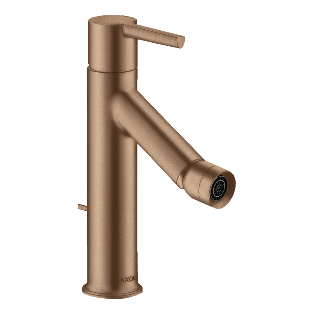 AXOR Starck Single Lever Handle Bidet Mixer Faucet with Pop-Up Waste Set from Brandt in Brushed Red Gold finish