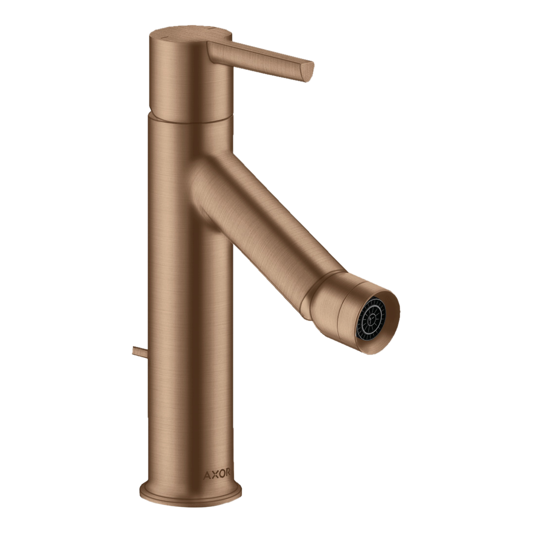 AXOR Starck Single Lever Handle Bidet Mixer Faucet with Pop-Up Waste Set from Brandt in Brushed Red Gold finish