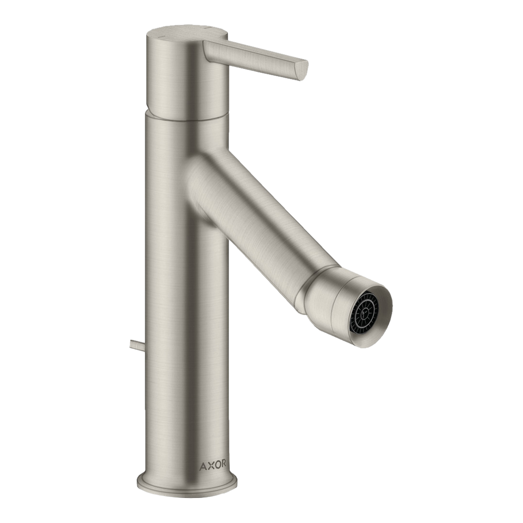 AXOR Starck Single Lever Handle Bidet Mixer Faucet with Pop-Up Waste Set from Brandt in Stainless Steel Optic finish