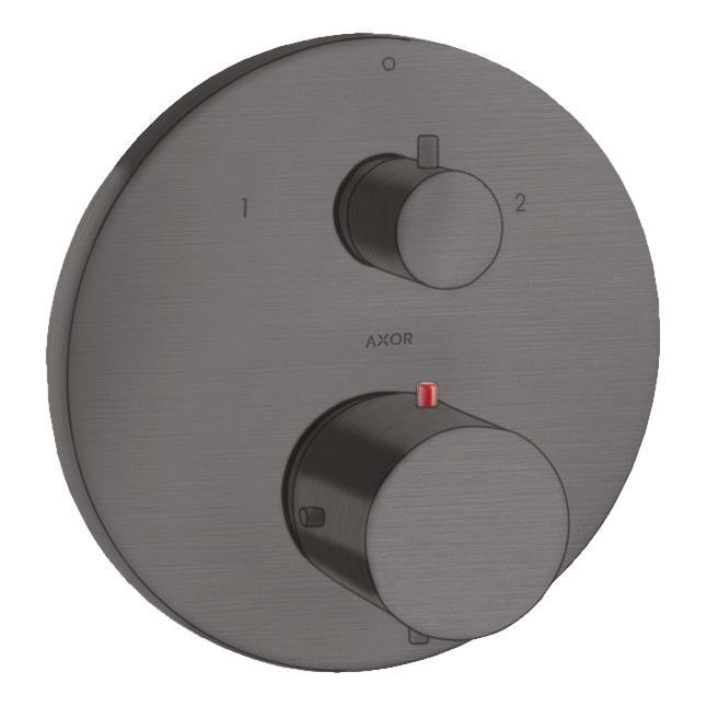 AXOR Starck Concealed Bath & Shower Thermostat with Shut-Off Diverter Valve from Brandt in Brushed Black Chrome finish
