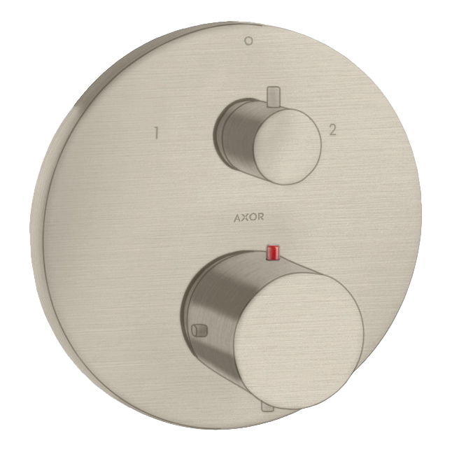 AXOR Starck Concealed Bath & Shower Thermostat with Shut-Off Diverter Valve from Brandt in Brushed Nickel finish