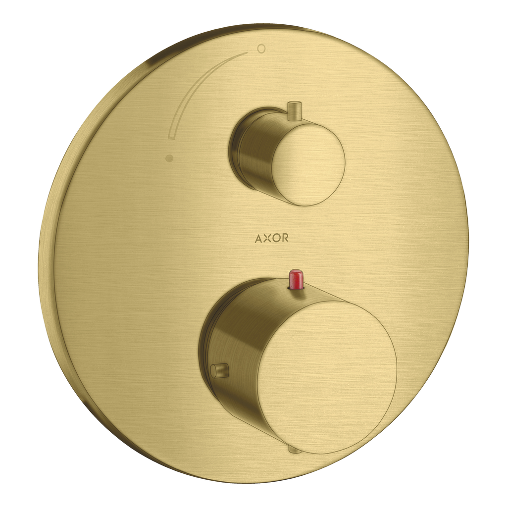 AXOR Starck Concealed Shower Thermostat with Shut-Off Valve from Brandt in Brushed Brass finish