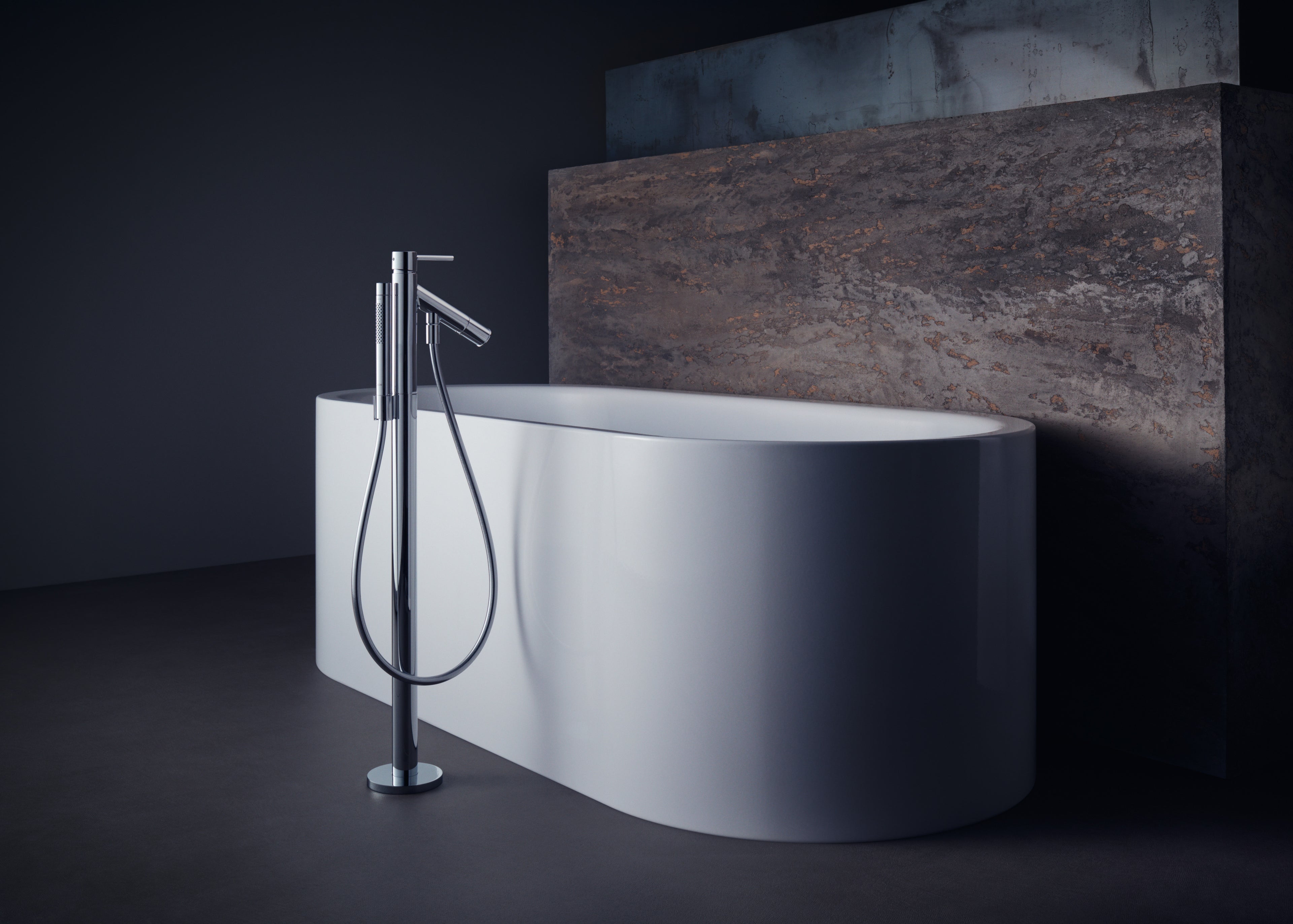 AXOR Starck Single Lever Handle Floorstanding Bath & Shower Mixer Faucet from Brandt in Chrome finish