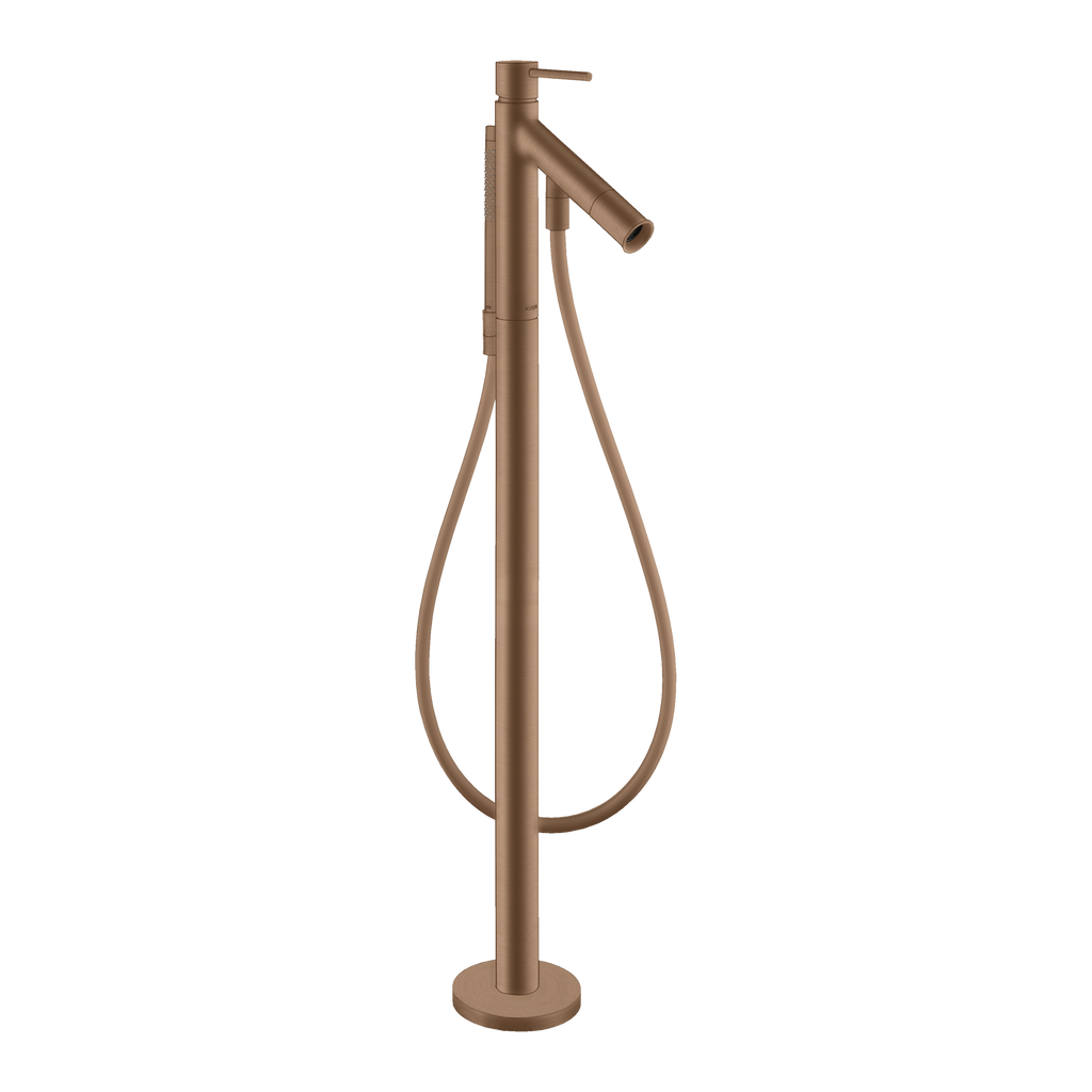 AXOR Starck Single Lever Handle Floorstanding Bath & Shower Mixer Faucet from Brandt in Brushed Red Gold finish