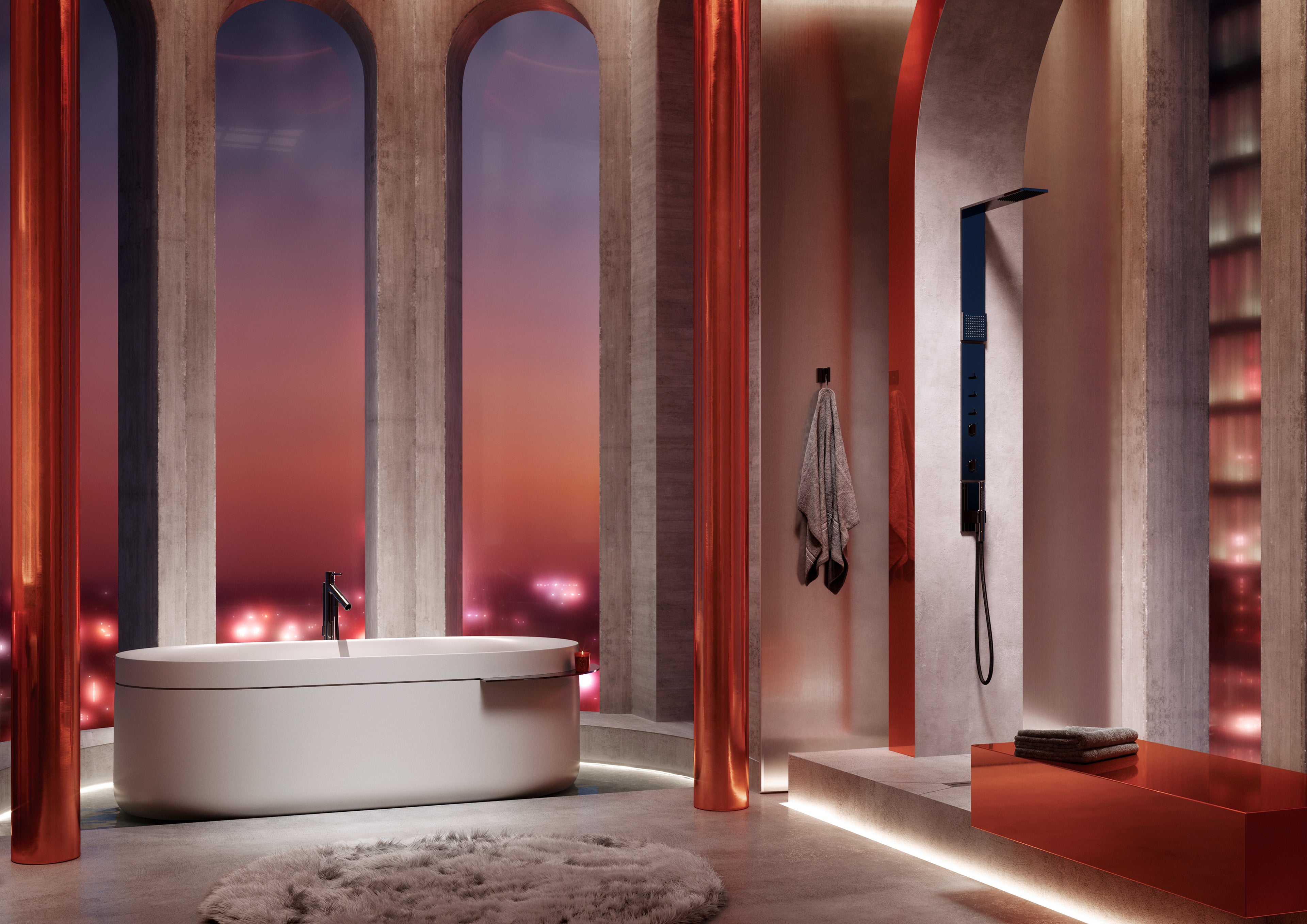 AXOR Starck Floorstanding Bath and Shower Mixer Faucet from Brandt in Polished Black Chrome finish