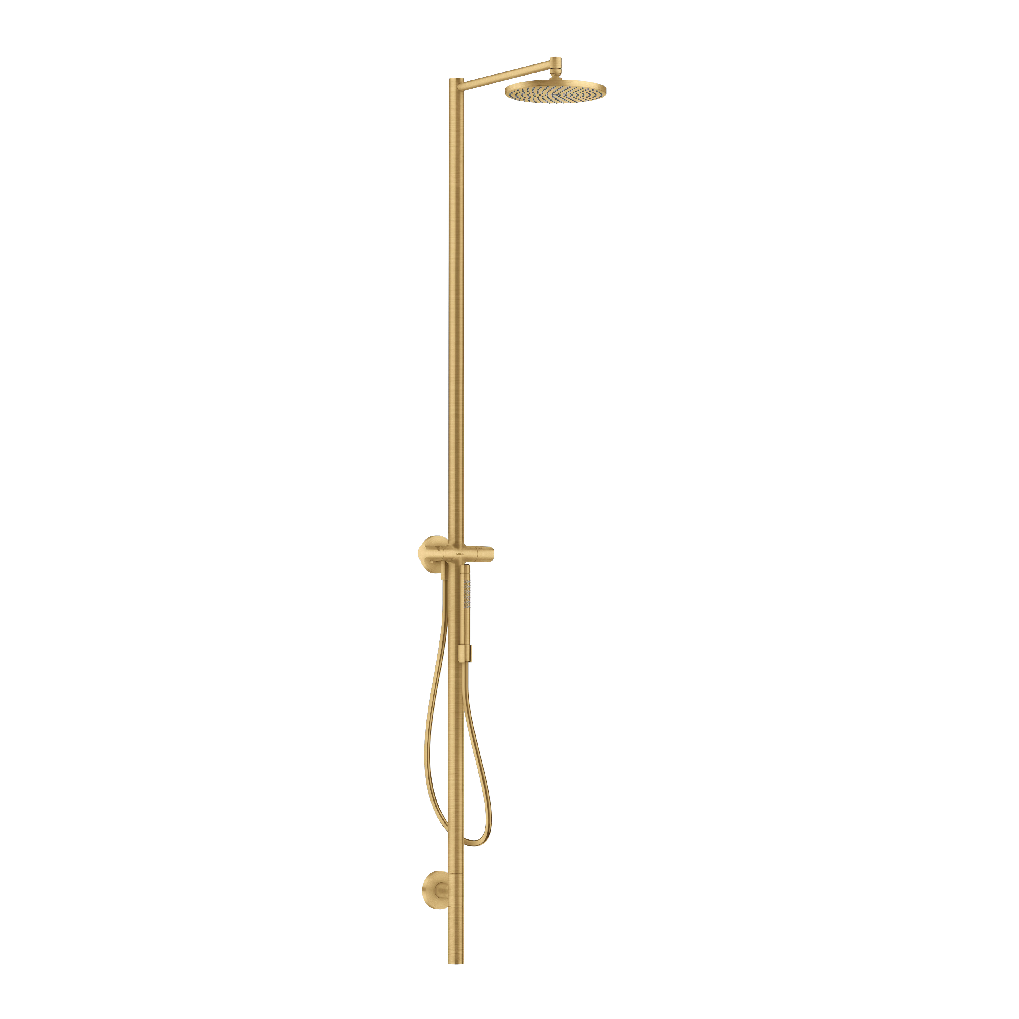 AXOR Starck Nature Outdoor Shower Column with Overhead Shower 240 1jet from Brandt in Brushed Gold Optic finish