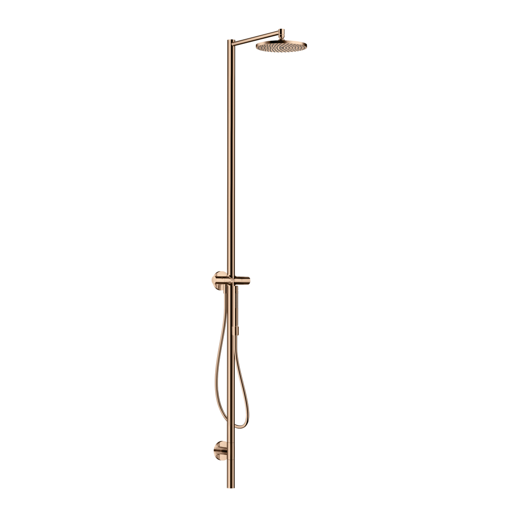 AXOR Starck Nature Outdoor Shower Column with Overhead Shower 240 1jet from Brandt in Polished Red Gold finish