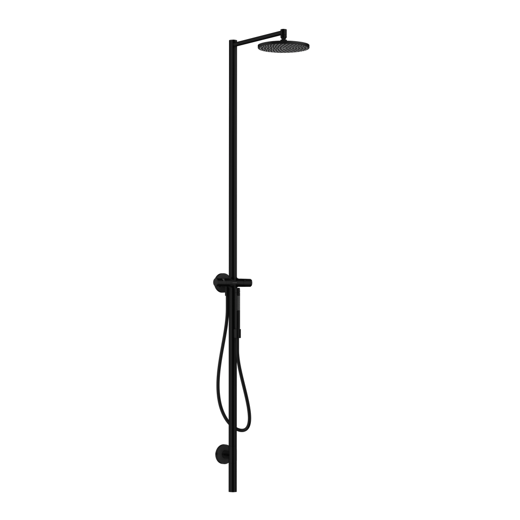 AXOR Starck Nature Outdoor Shower Column with Overhead Shower 240 1jet from Brandt in Matt Black finish