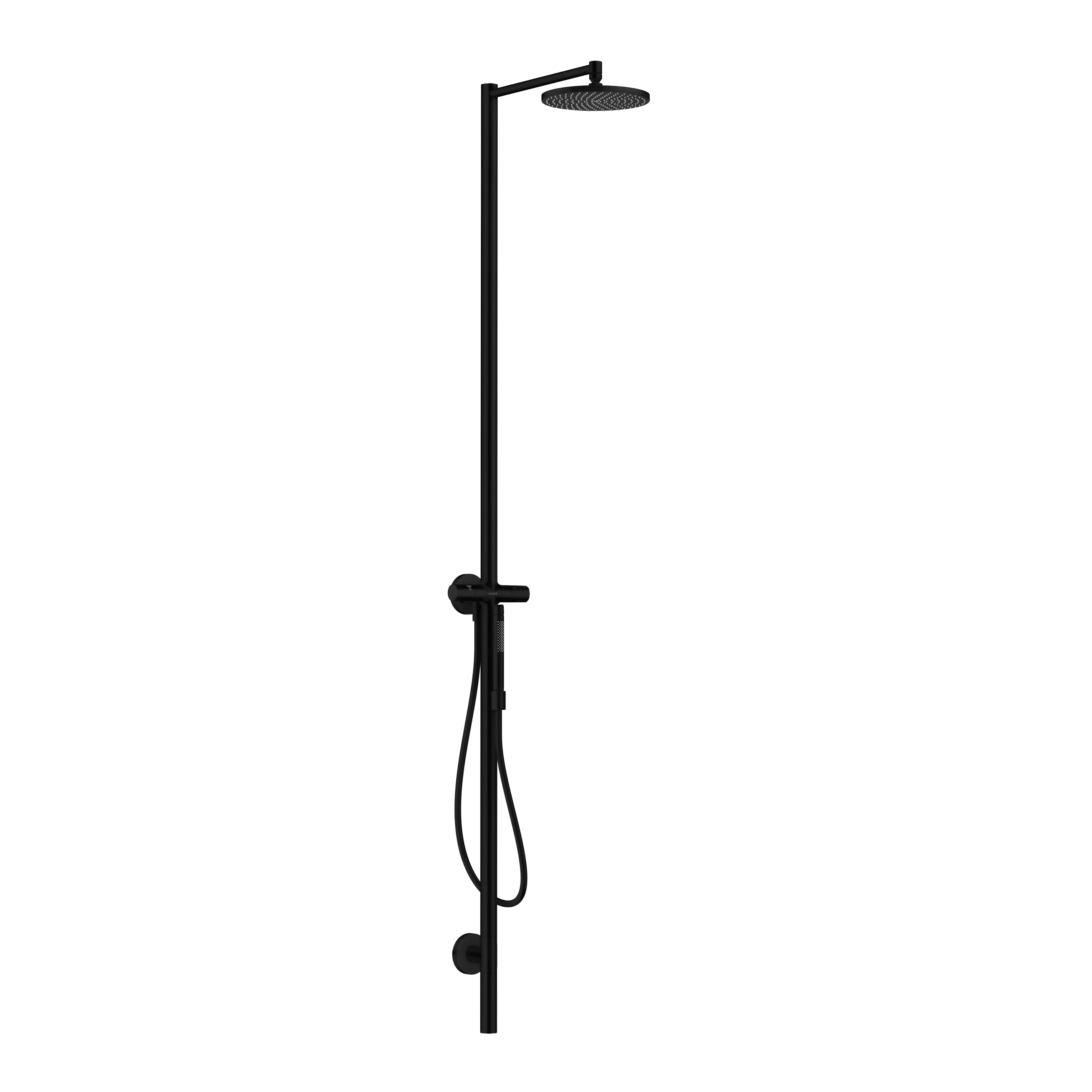 AXOR Starck Nature Outdoor Shower Column with Overhead Shower 240 1jet from Brandt in Matt Black finish