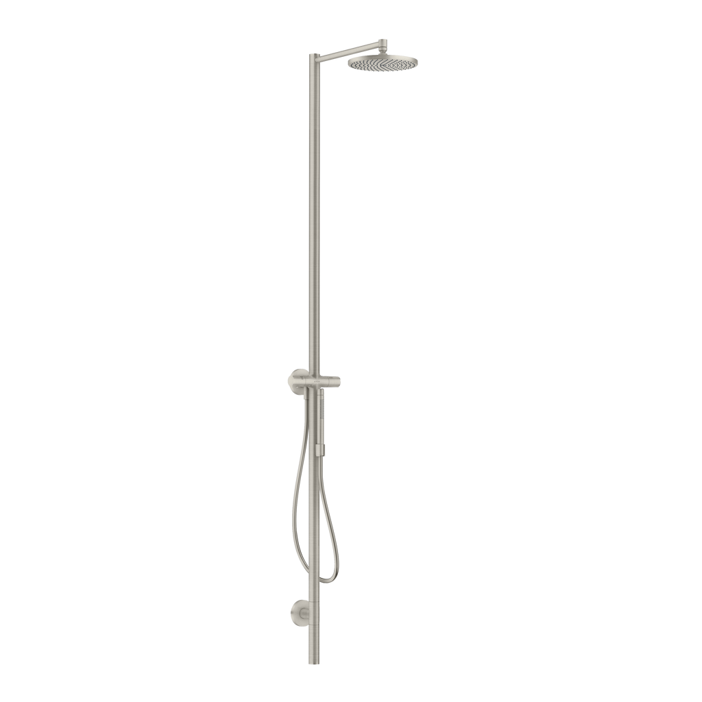 AXOR Starck Nature Outdoor Shower Column with Overhead Shower 240 1jet from Brandt in Stainless Steel Optic finish