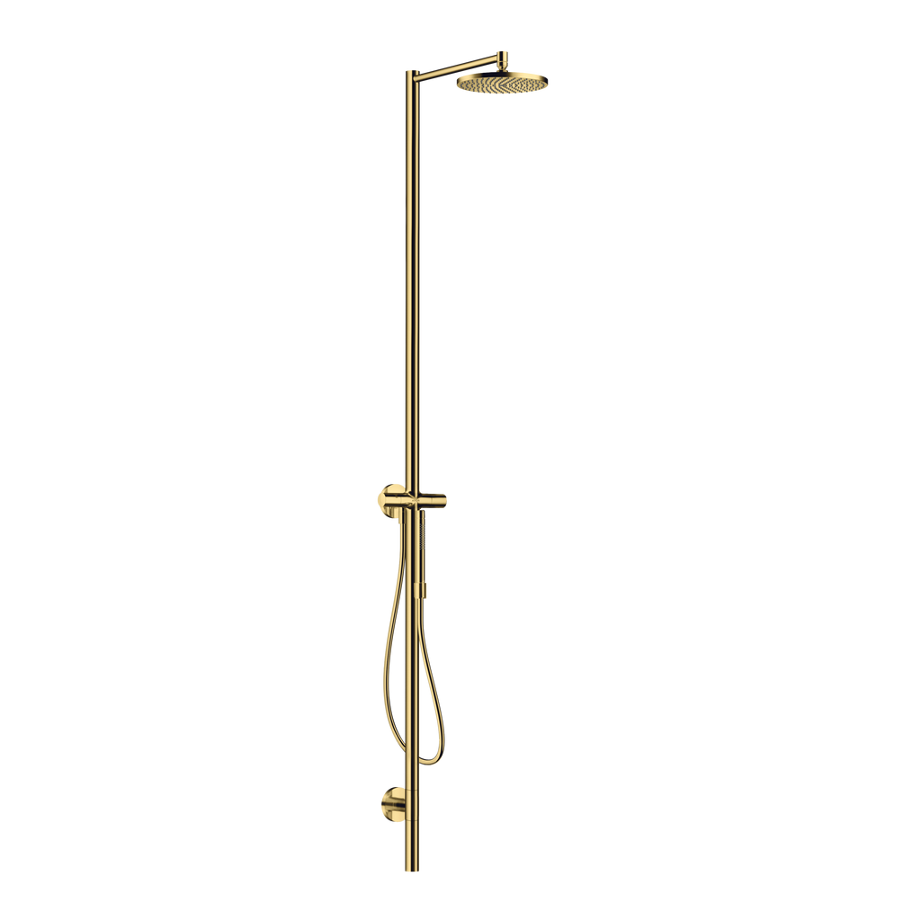 AXOR Starck Nature Outdoor Shower Column with Overhead Shower 240 1jet from Brandt in Polished Gold Optic finish