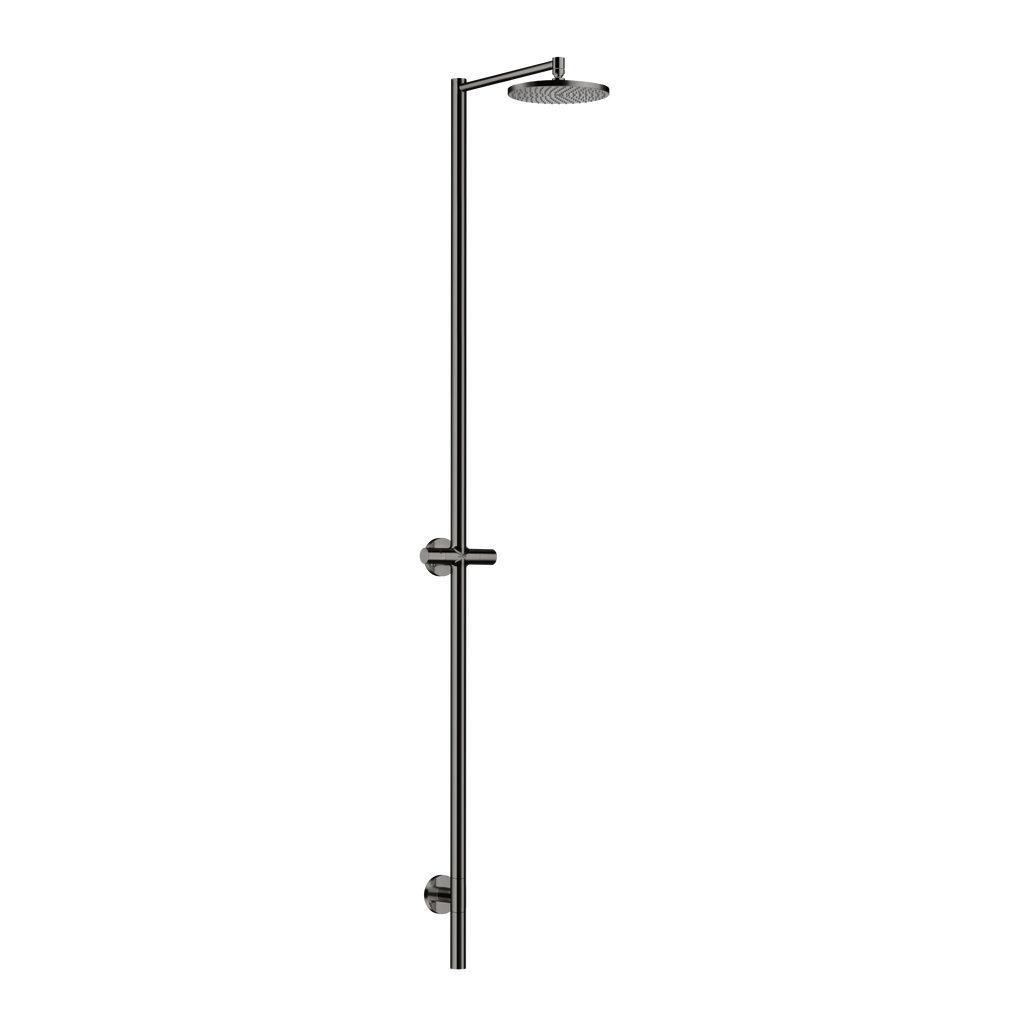 AXOR Starck Nature Outdoor Shower Column with Overhead Shower 240 1jet without Hand Shower from Brandt in Polished Black Chrome finish