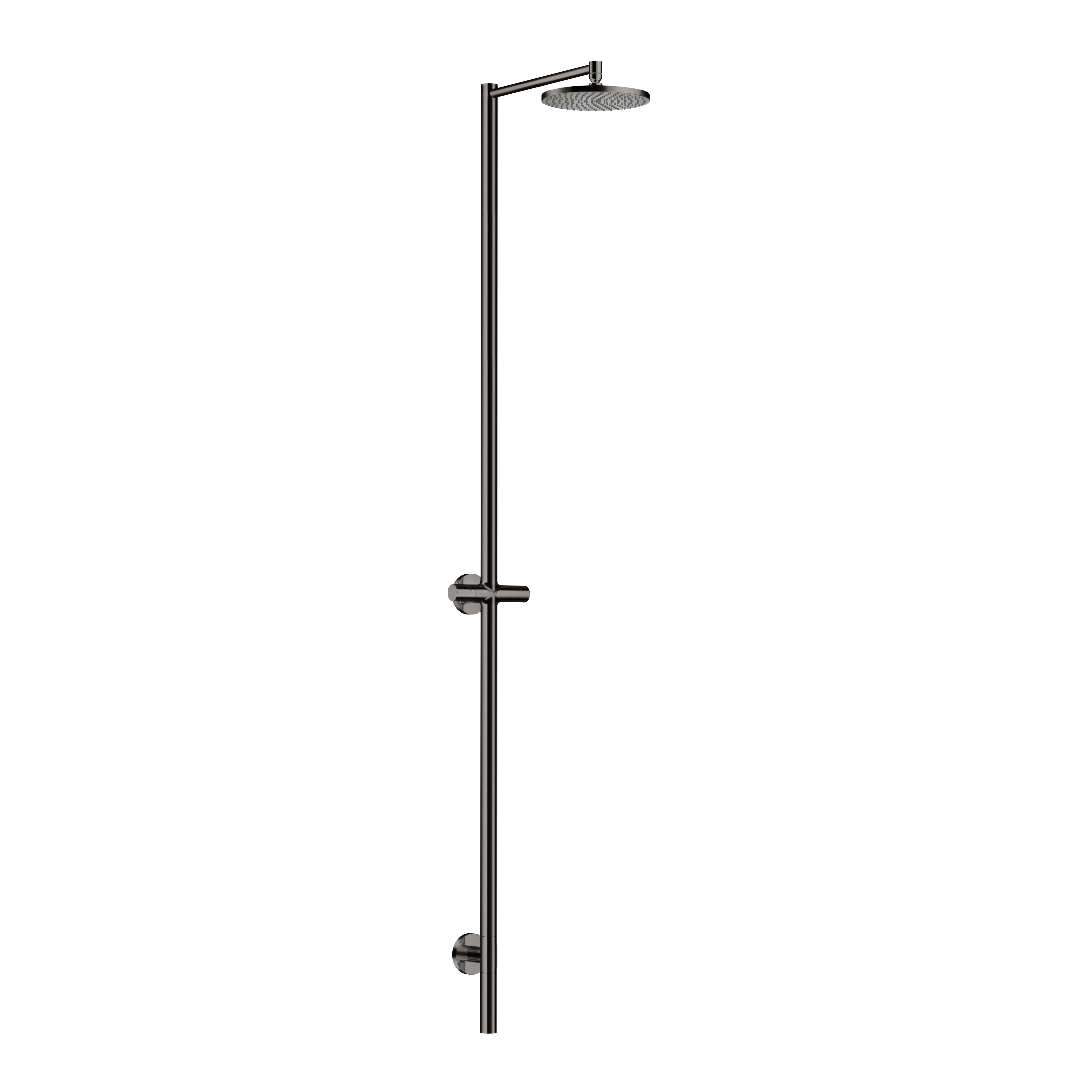 AXOR Starck Nature Outdoor Shower Column with Overhead Shower 240 1jet without Hand Shower from Brandt in Polished Black Chrome finish
