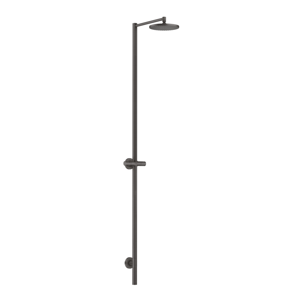 AXOR Starck Nature Outdoor Shower Column with Overhead Shower 240 1jet without Hand Shower from Brandt in Brushed Black Chrome finish