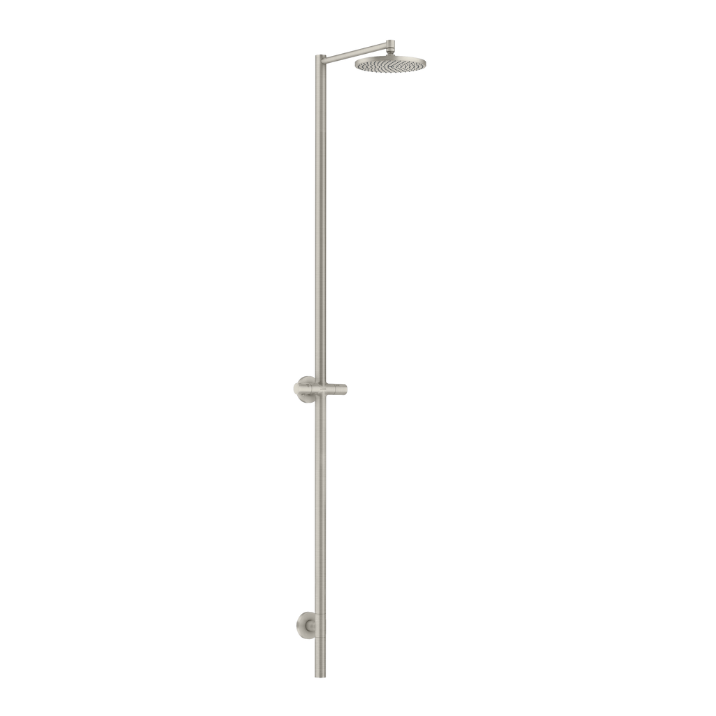 AXOR Starck Nature Outdoor Shower Column with Overhead Shower 240 1jet without Hand Shower from Brandt in Stainless Steel Optic finish