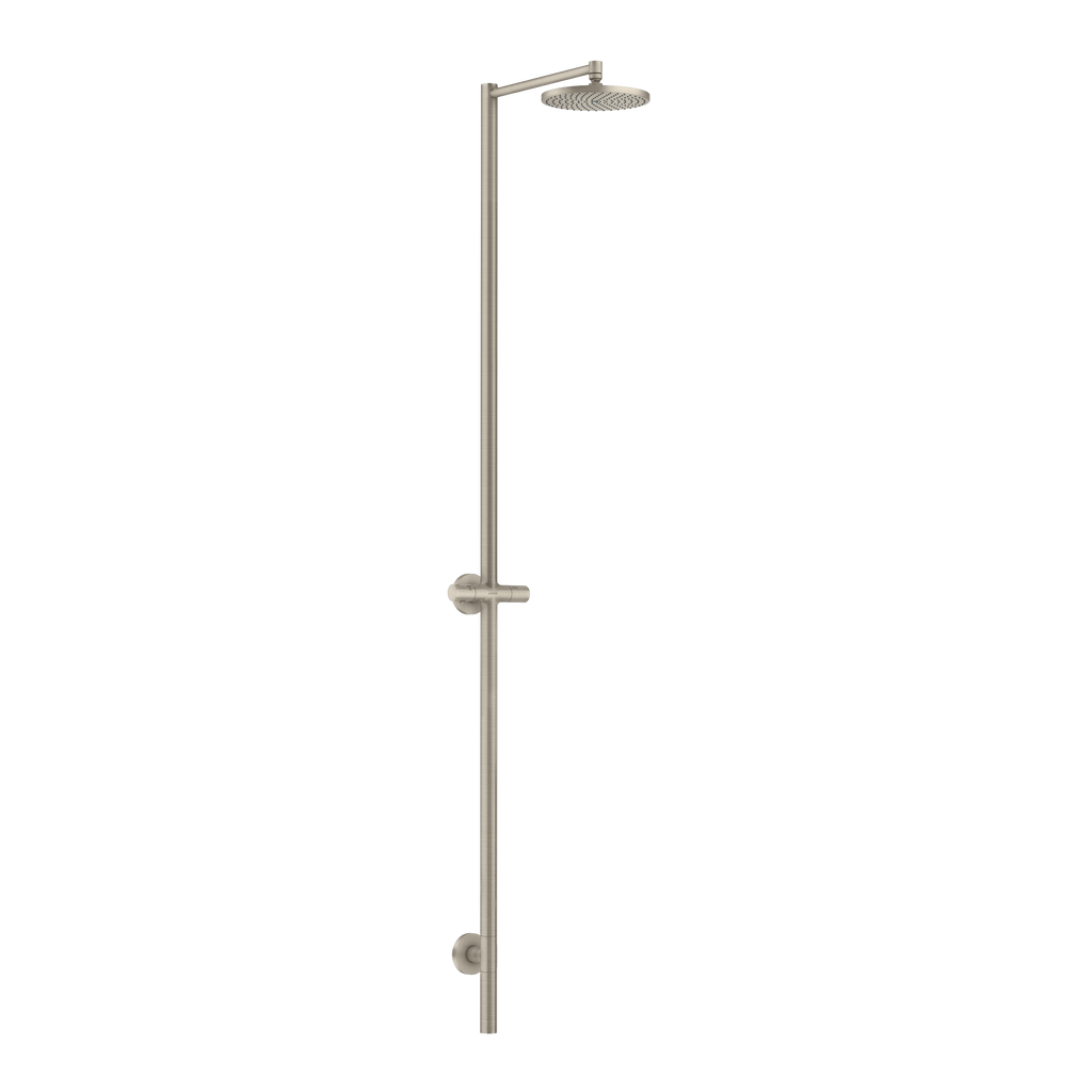 AXOR Starck Nature Outdoor Shower Column with Overhead Shower 240 1jet without Hand Shower from Brandt in Brushed Nickel finish