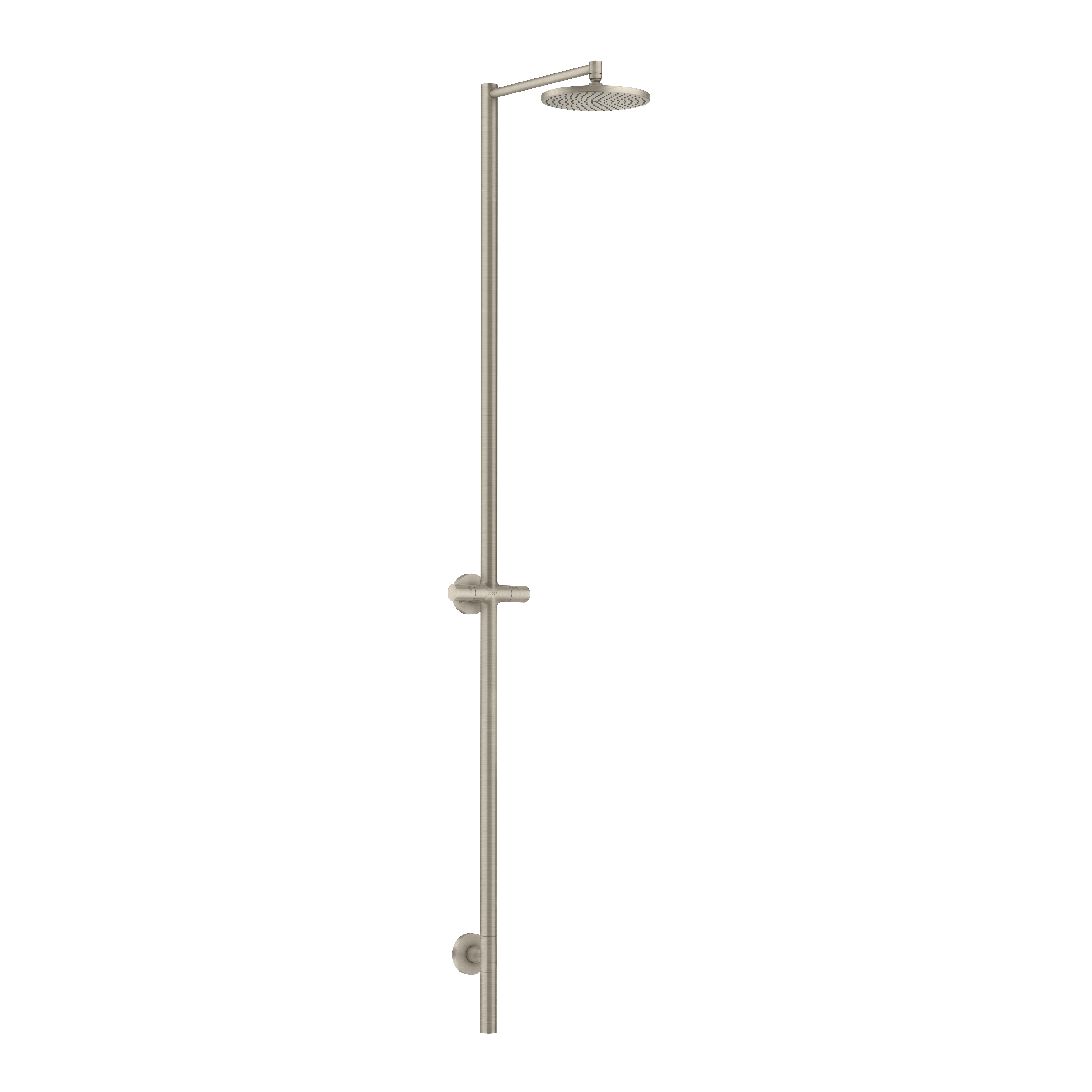 AXOR Starck Nature Outdoor Shower Column with Overhead Shower 240 1jet without Hand Shower from Brandt in Brushed Nickel finish