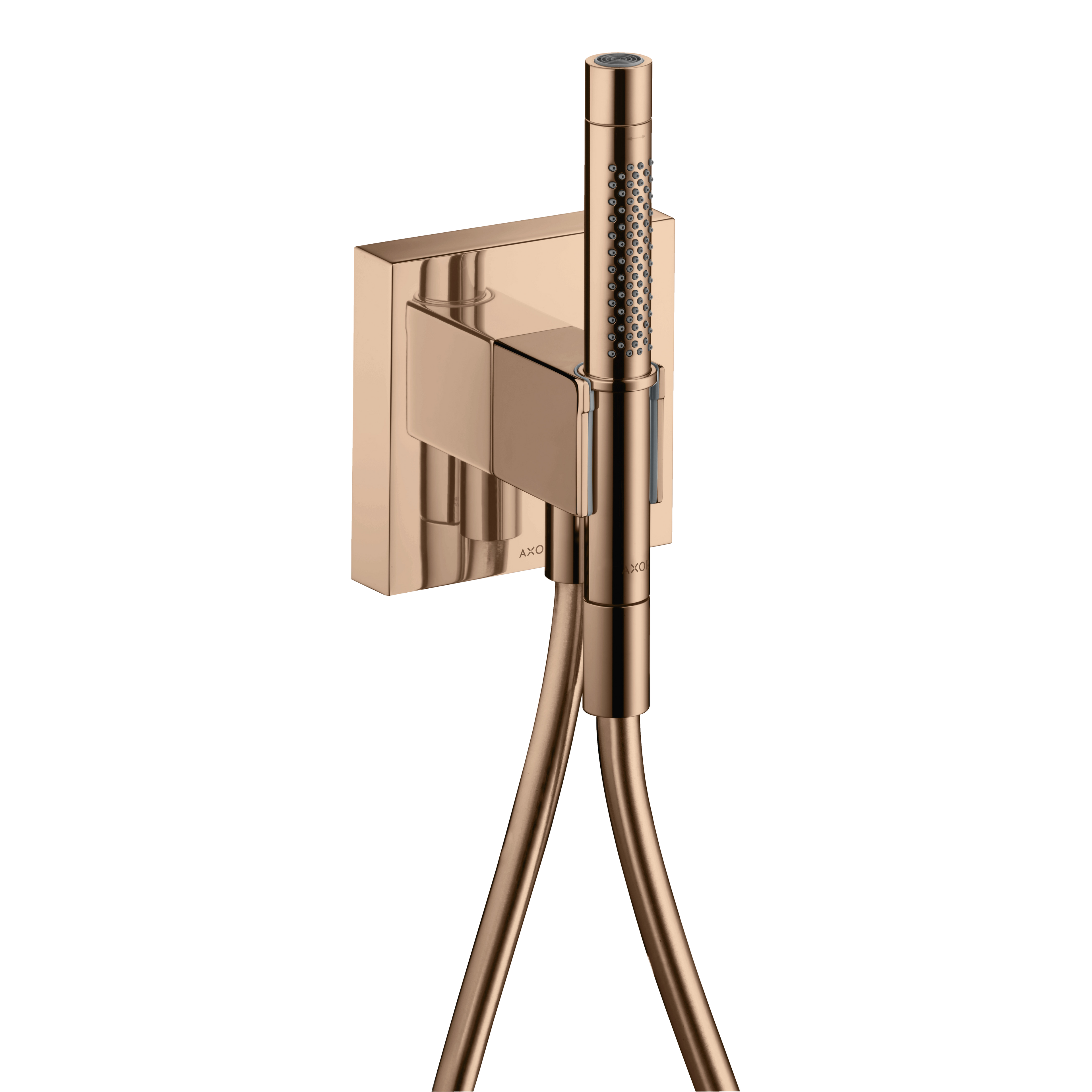AXOR Starck Porter Unit 120/120 with Baton Hand Shower 2jet and Shower Hose from Brandt in Polished Red Gold finish