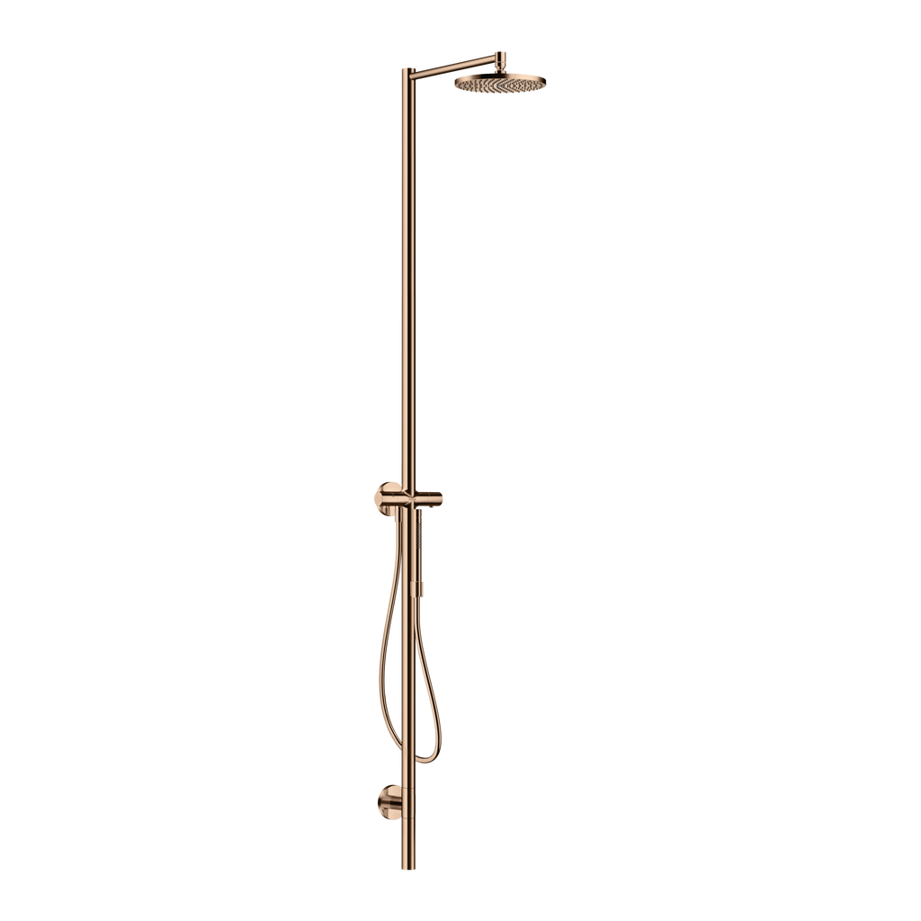 AXOR Starck Shower Column with Thermostat and Overhead Shower 240 1jet from Brandt in Polished Red Gold finish
