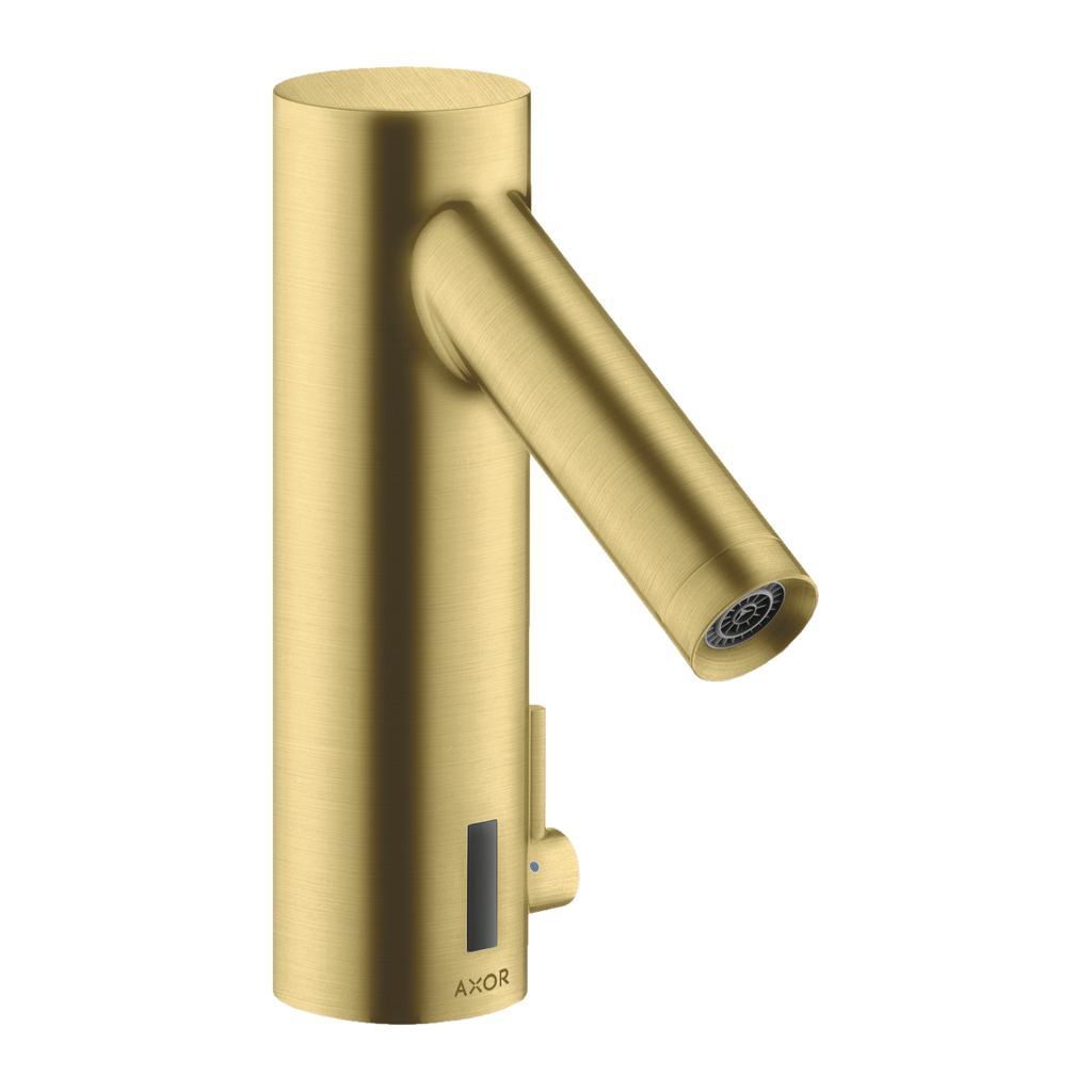 AXOR Starck Touchless Battery Operated Basin Mixer Faucet with Adjustable Temperature from Brandt in Brushed Brass finish