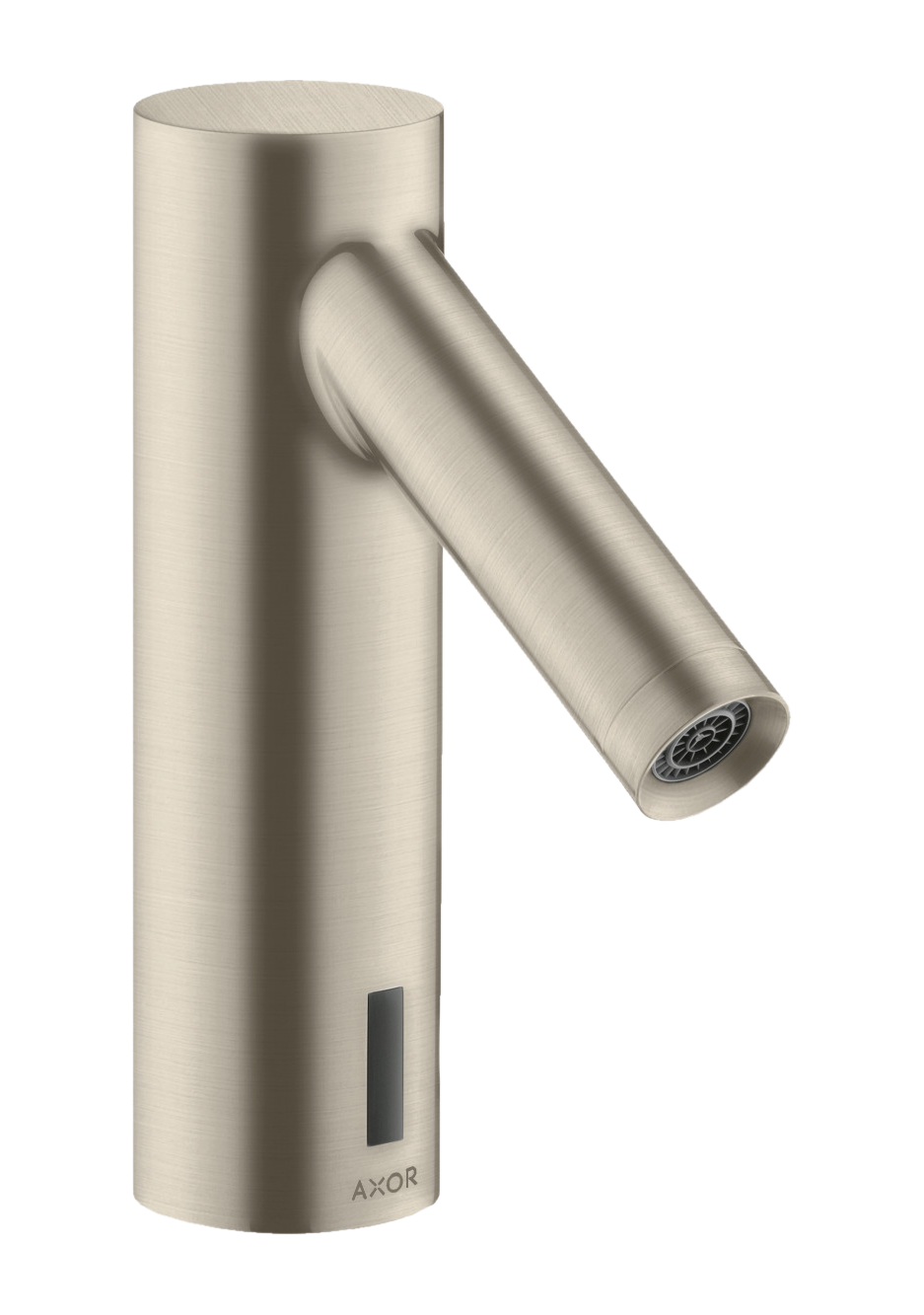 AXOR Starck Touchless Battery Operated Basin Mixer Faucet with Pre-Adjusted Temperature from Brandt in Brushed Nickel finish