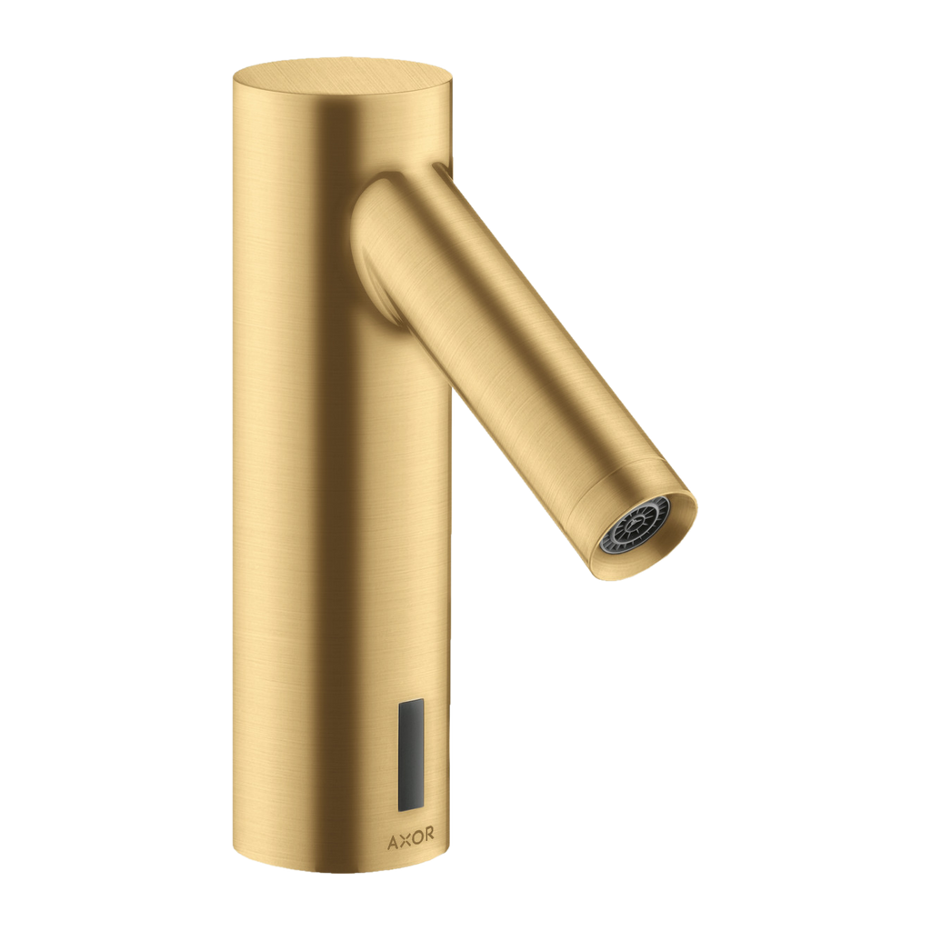 AXOR Starck Touchless 230 V Basin Mixer Faucet with Pre-adjusted Temperature from Brandt in Brushed Gold Optic finish