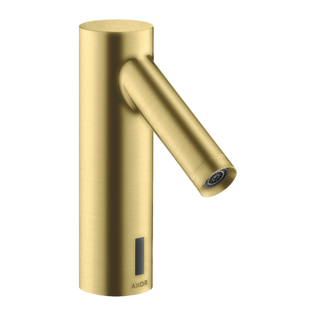 AXOR Starck Touchless 230 V Basin Mixer Faucet with Pre-adjusted Temperature from Brandt in Brushed Brass finish