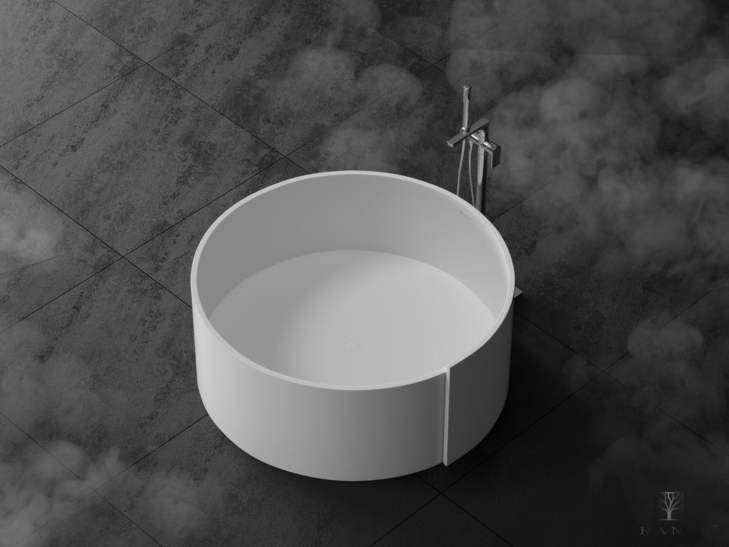 1510 mm Frittstående Rundt Badekar med skjellliknende assymetrisk kant fra Brandt Bad.